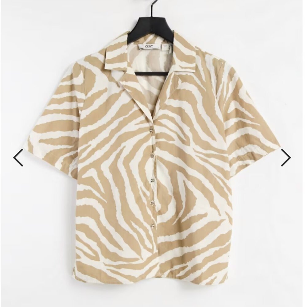 Only & Sons Beige Zebra-Print Short Sleeve Shirt